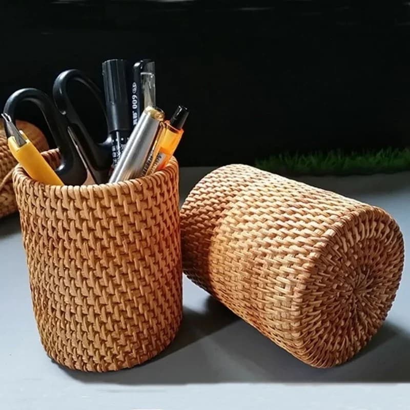 Rattanowy organizer na sztućce i przybory kuchenne koszyk