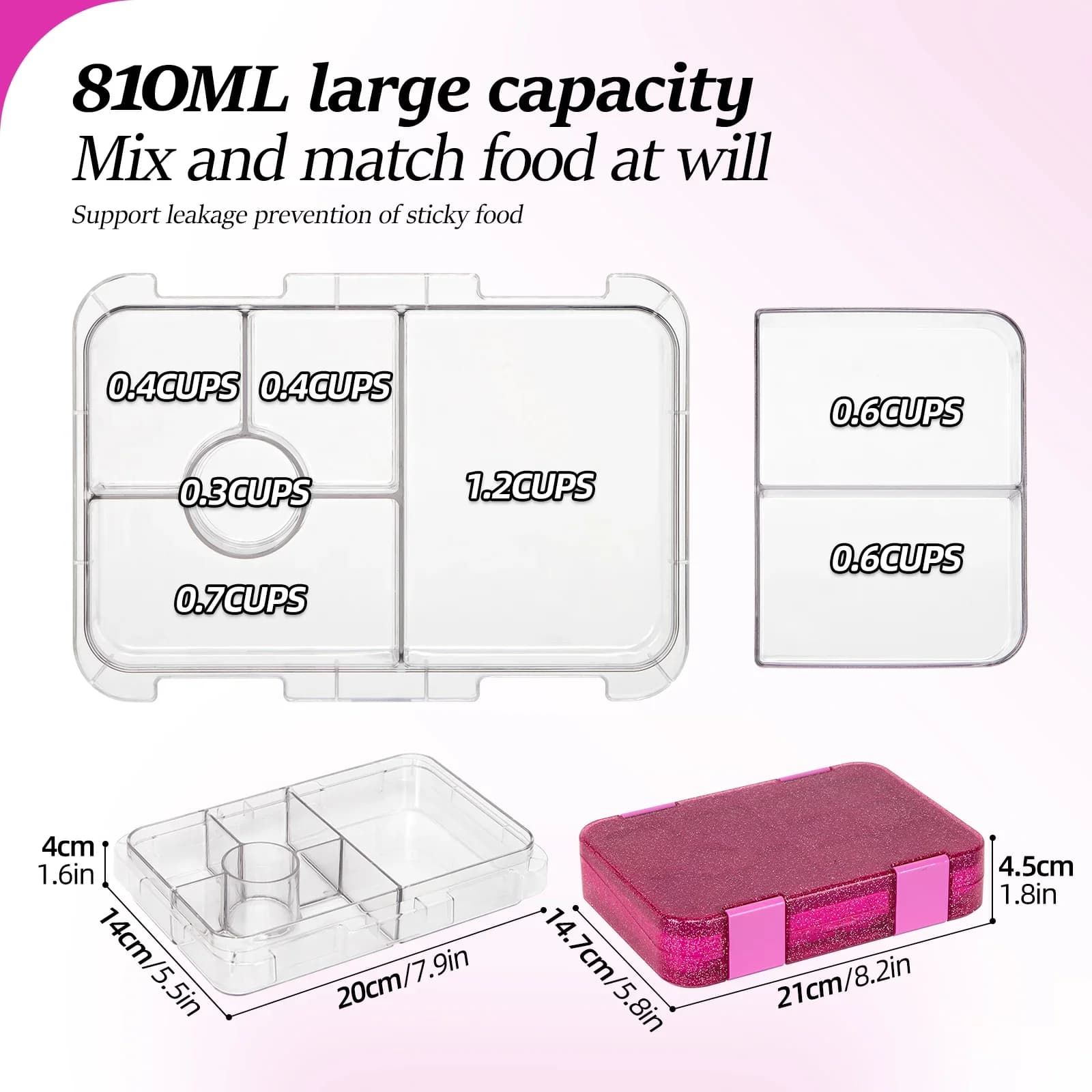 Szczelny lunchbox bento ze sztućcami, do mikrofalówki