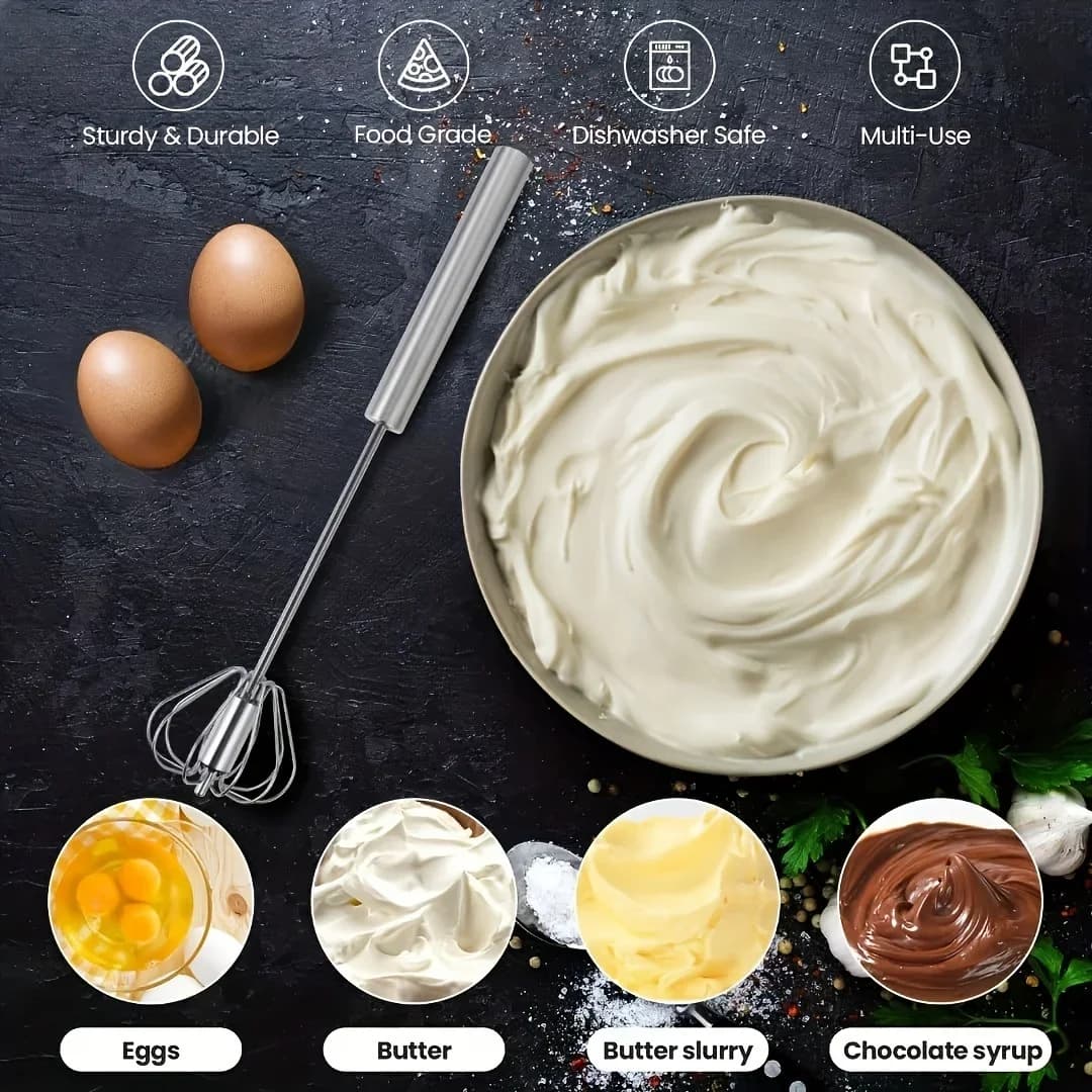 Półautomatyczna trzepaczka kuchenna ze stali nierdzewnej do jajek i śmietany