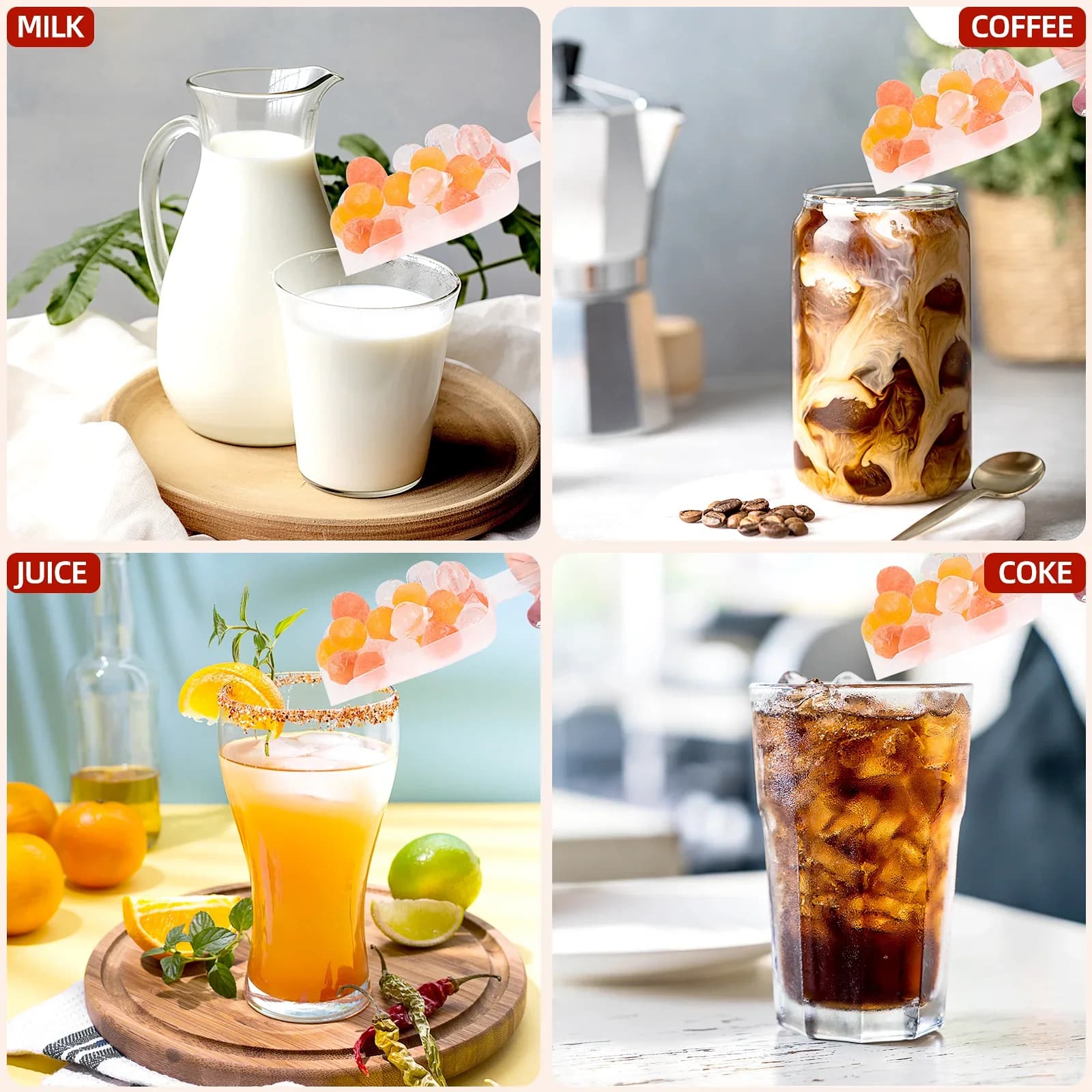 Foremka na mini kulki lodu, 104 otwory, tacka na lód do drinków, kawy i koktajli