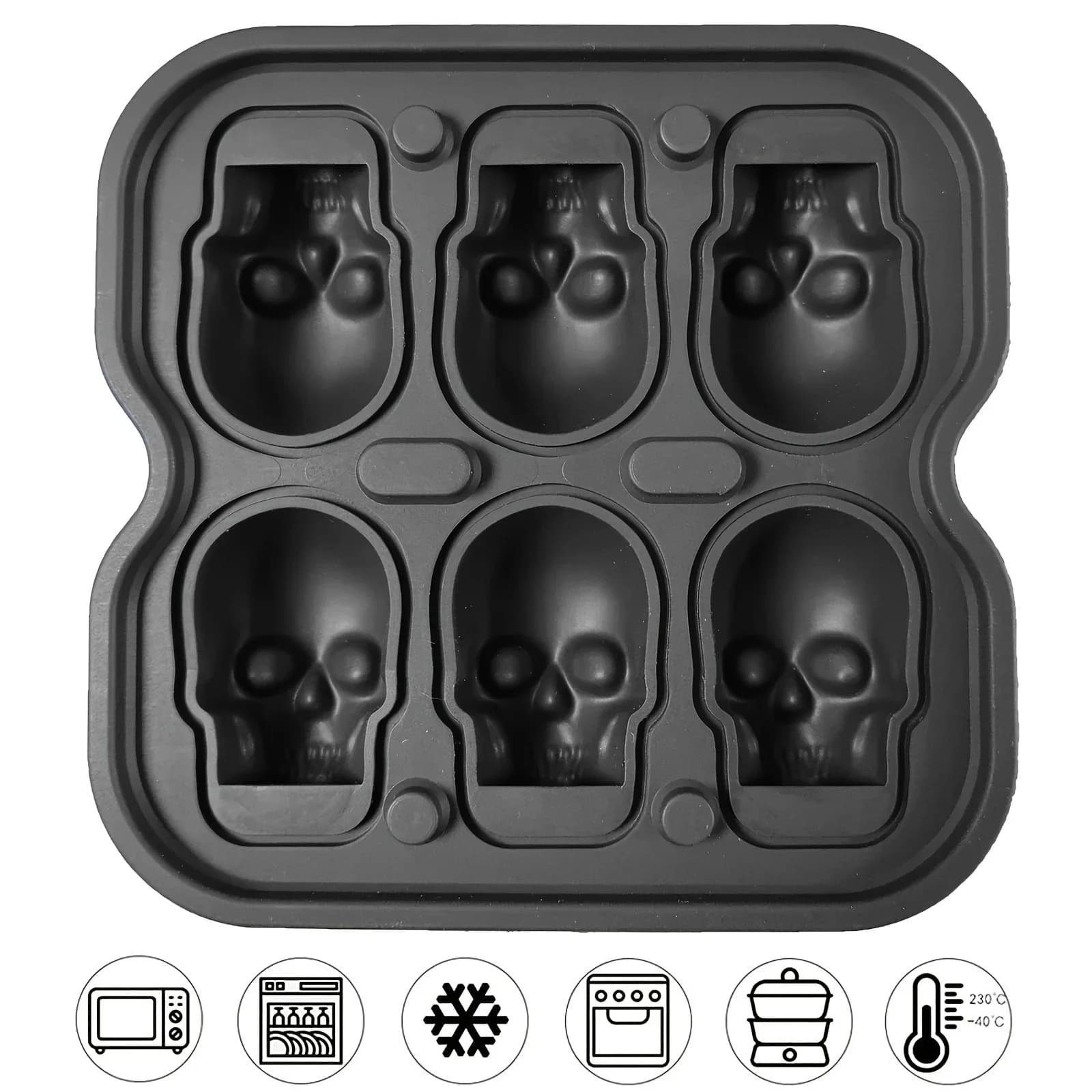 Silikonowa forma do kostek lodu 3D Czaszka, foremka do drinków