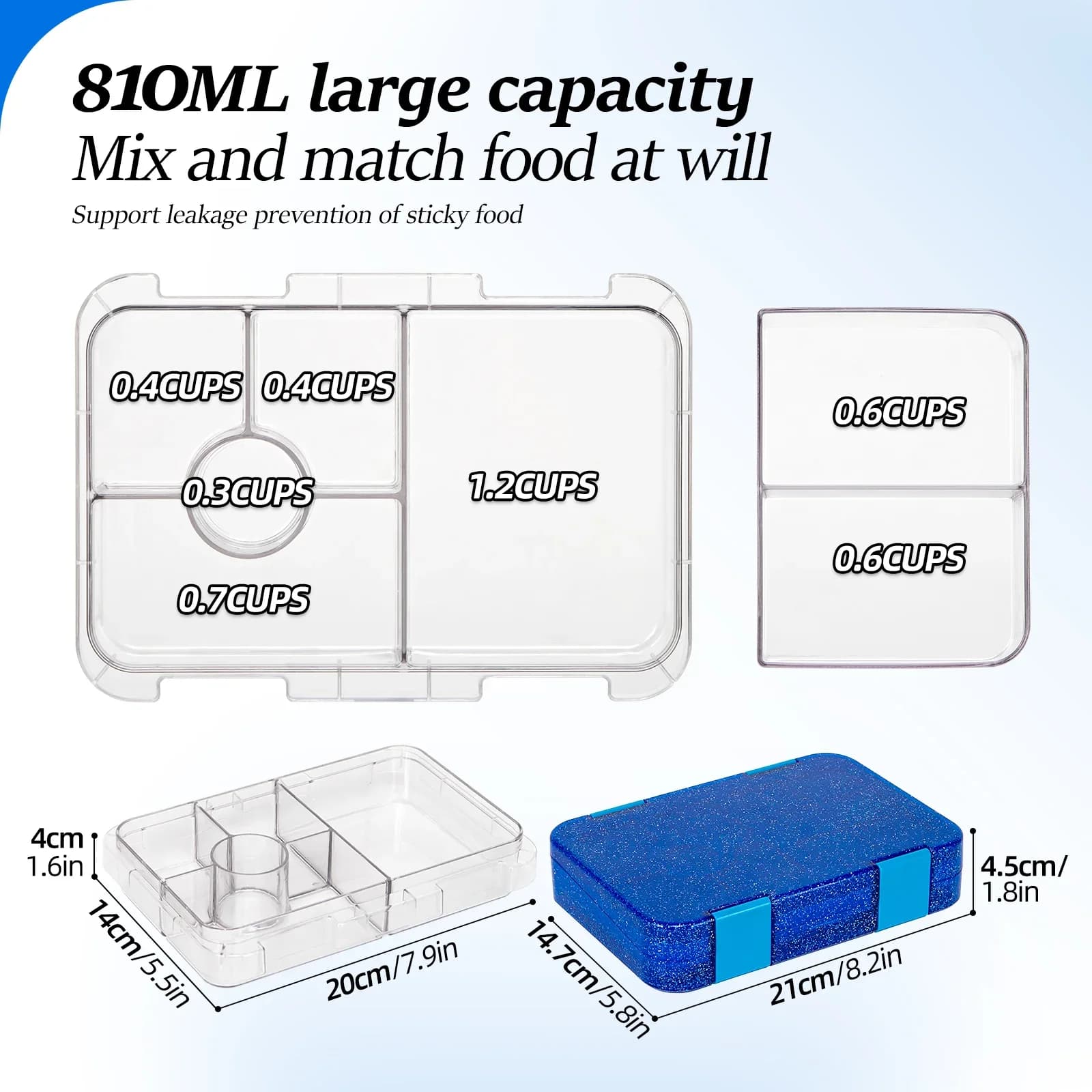 Szczelny lunchbox bento ze sztućcami, do mikrofalówki