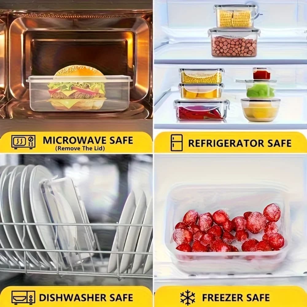 Zestaw 8 szczelnych pojemników na żywność bez BPA z pokrywkami na zatrzask – do mikrofali i zamrażarki
